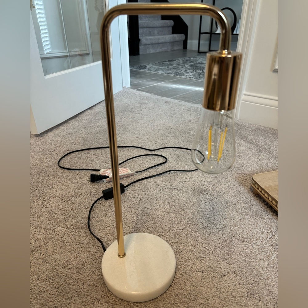 Gold Table Lamp with White Marble Base